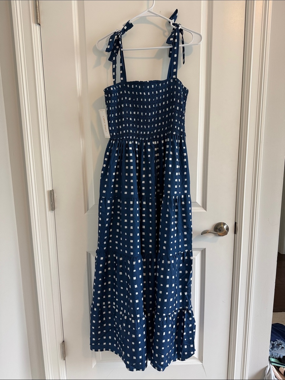 NWT Orchid L navy & white maxi sundress